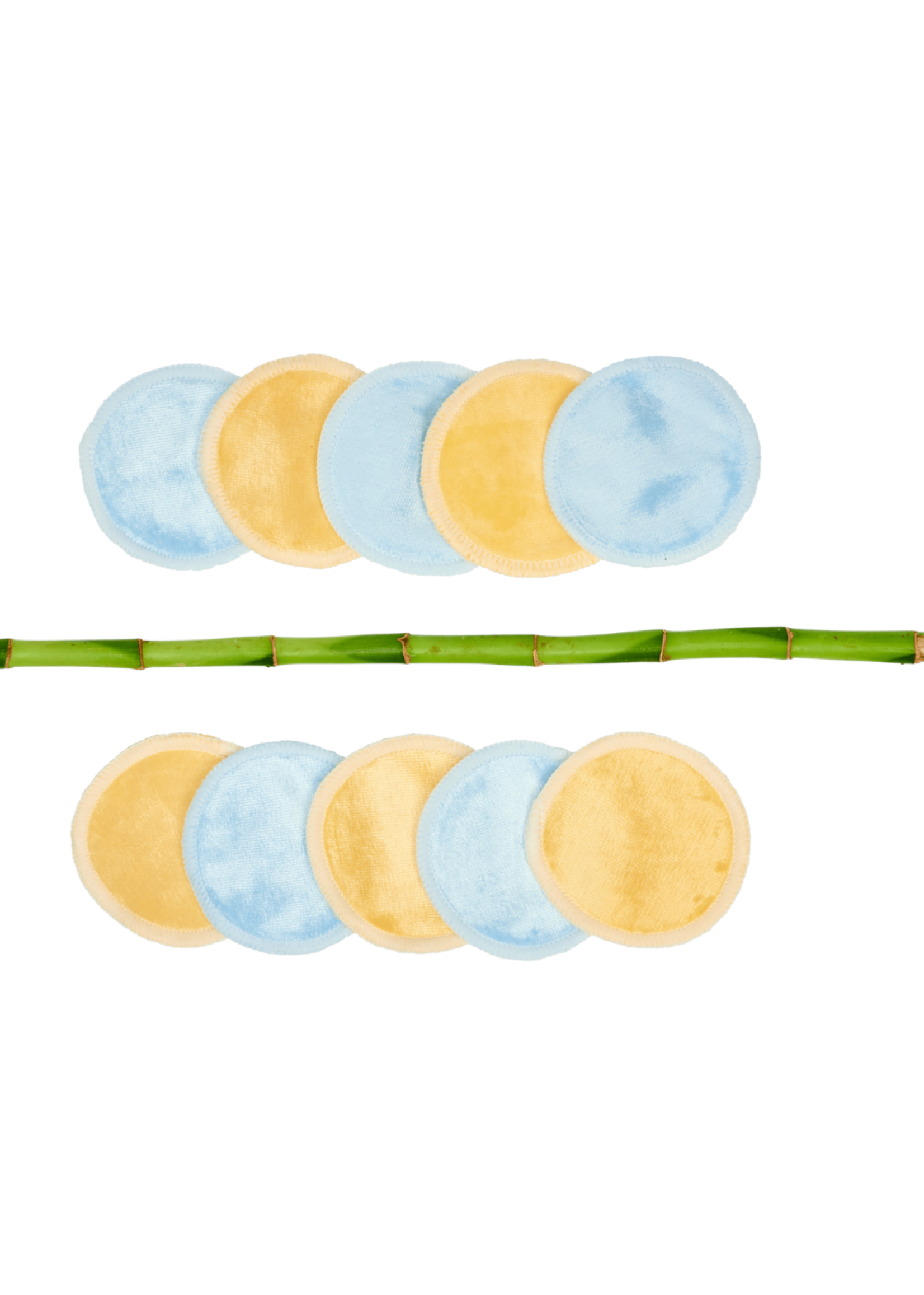 Blokzeep Blokzeep herbruikbare wattenschijfjes 10 stuks blauw geel