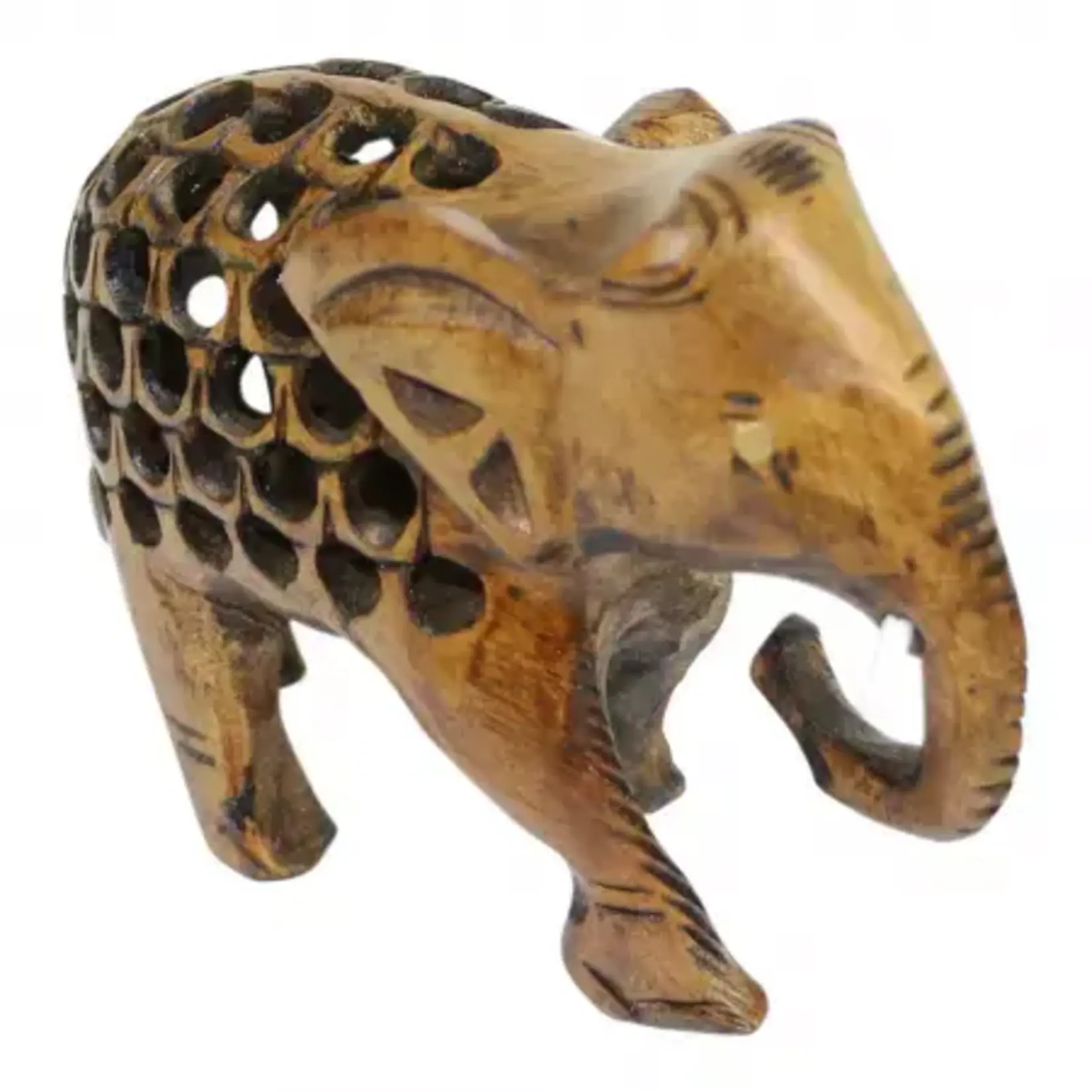 Sarana Olifant hout trunk curled S - India