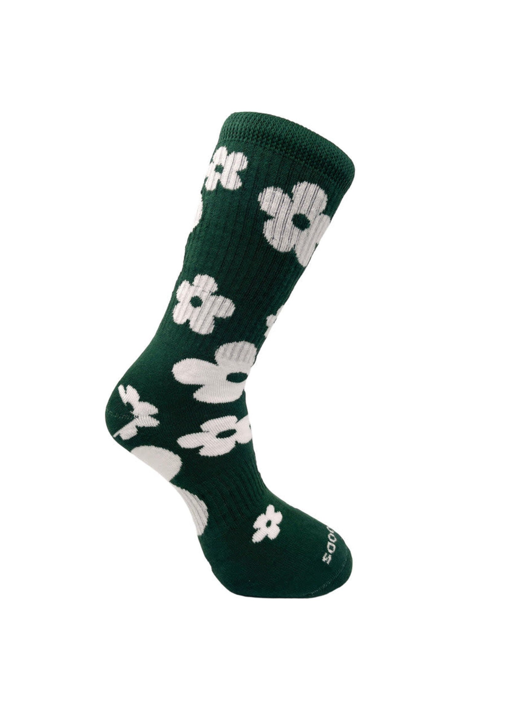 Let's do Goods Wandelsokken  Let's do Good Walking Flowers - Dark green mt 39-42