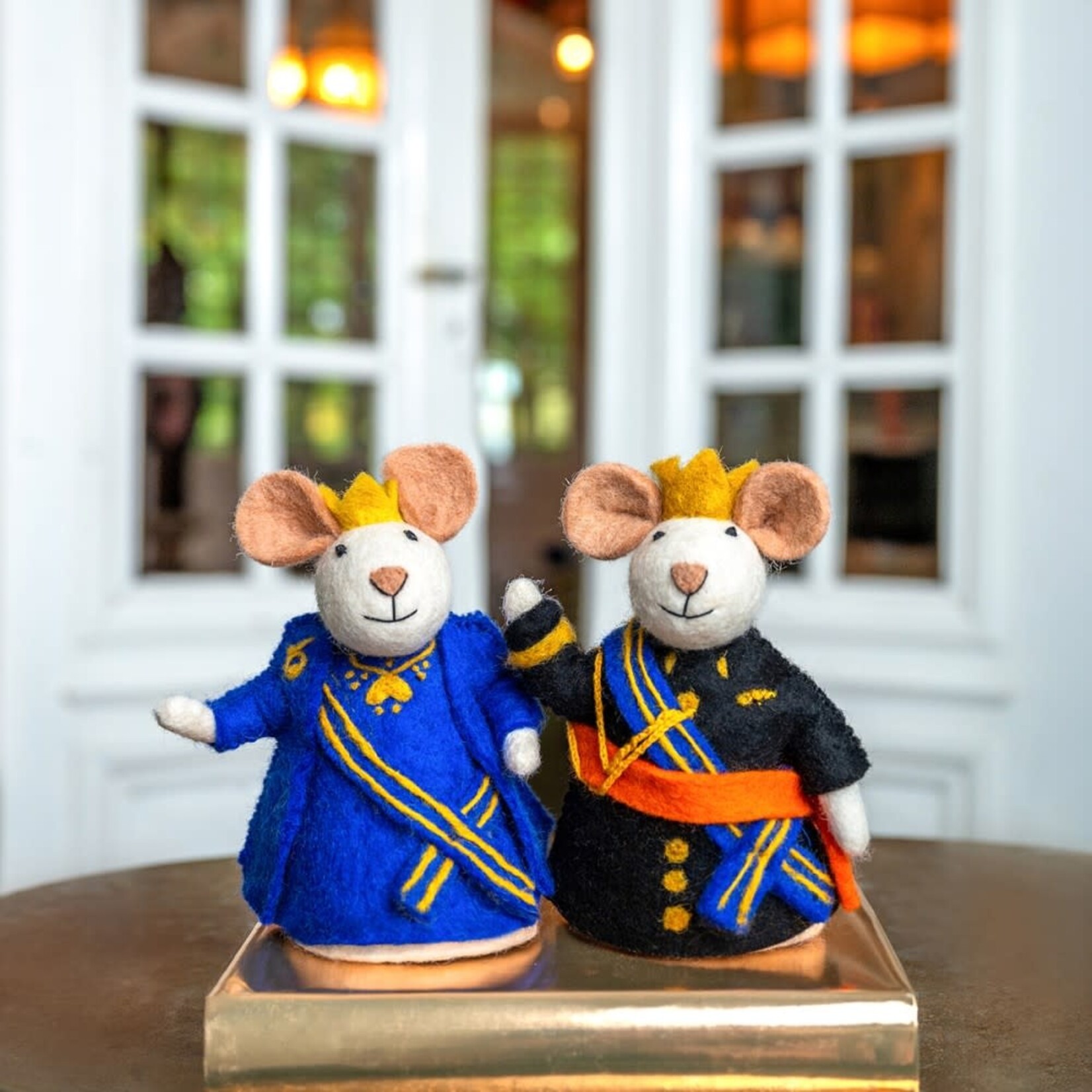 Sjaal met Verhaal Decoratie Muis Koning & Koningin s/2 vilt - Nepal