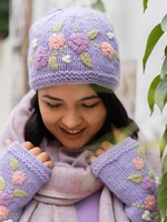 Sjaal met Verhaal Muts Flowers Lila - Nepal