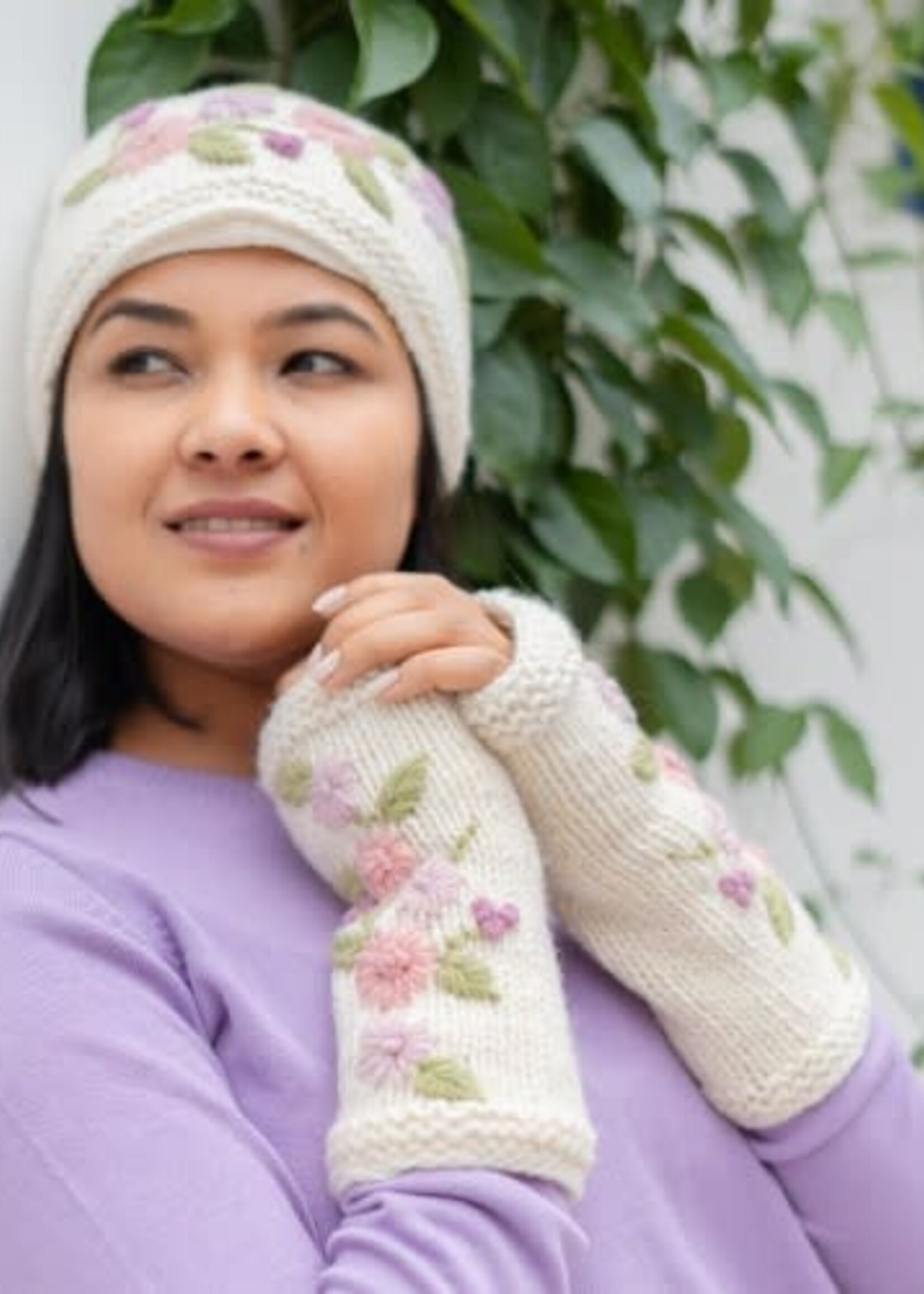 Sjaal met Verhaal Handwarmers Flowers Crème - Nepal