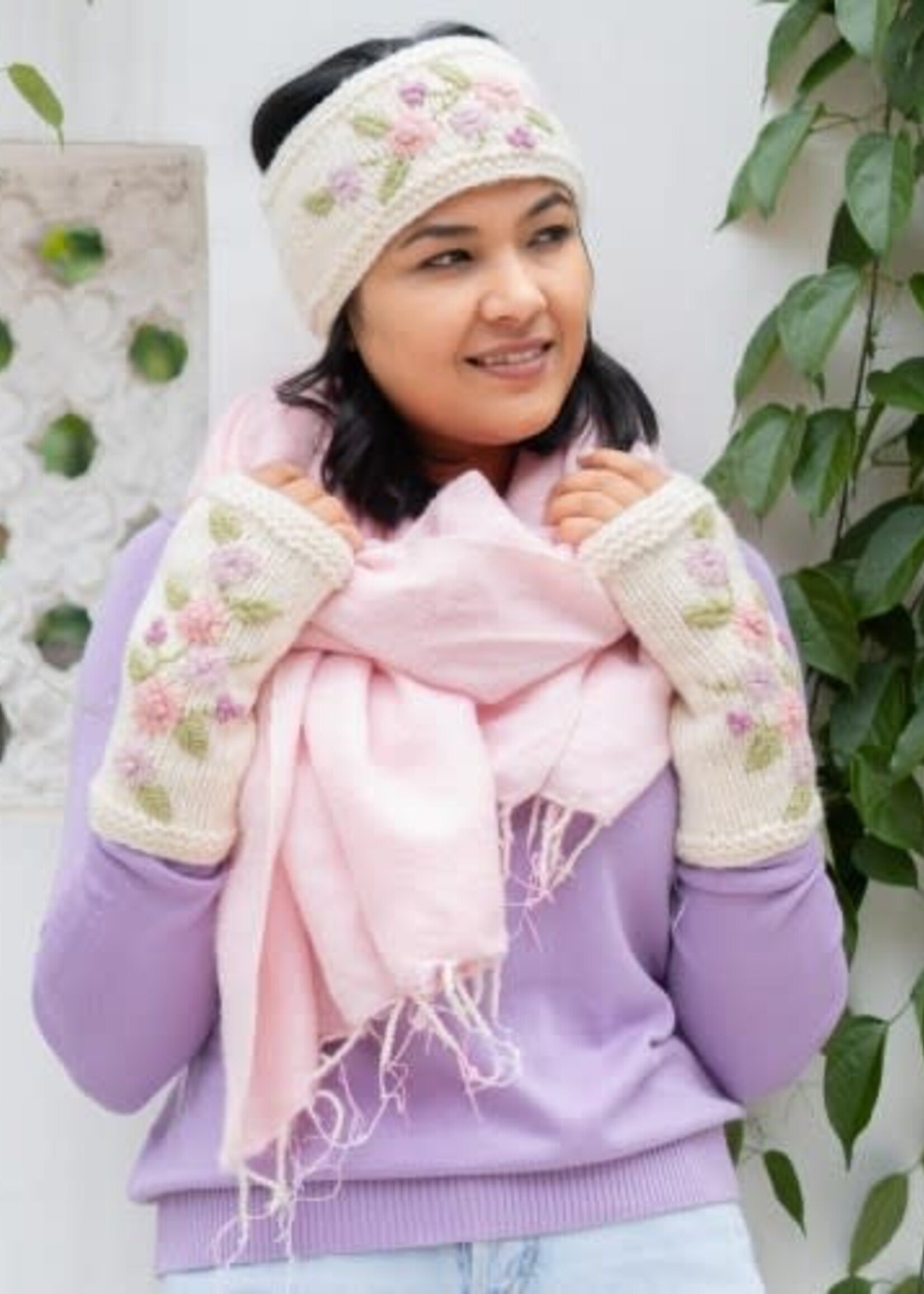 Sjaal met Verhaal Haarband Flowers beige - Nepal