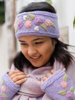 Sjaal met Verhaal Haarband Flowers lila - Nepal