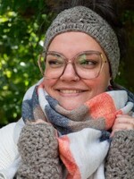 Sjaal met Verhaal Haarband Granny Square Taupe - Nepal