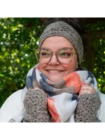 Sjaal met Verhaal Haarband Granny Square Taupe - Nepal
