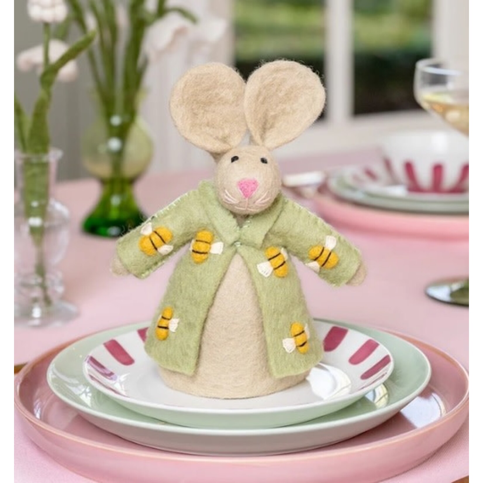 Sjaal met Verhaal Decoratie Funny Bunny Bij vilt - Nepal