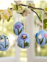 Sjaal met Verhaal Hanger Ei lichtblauw met bloemetjes assorti - Nepal