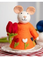 Sjaal met Verhaal Decoratie Muis met Tulp Holland vilt - Nepal