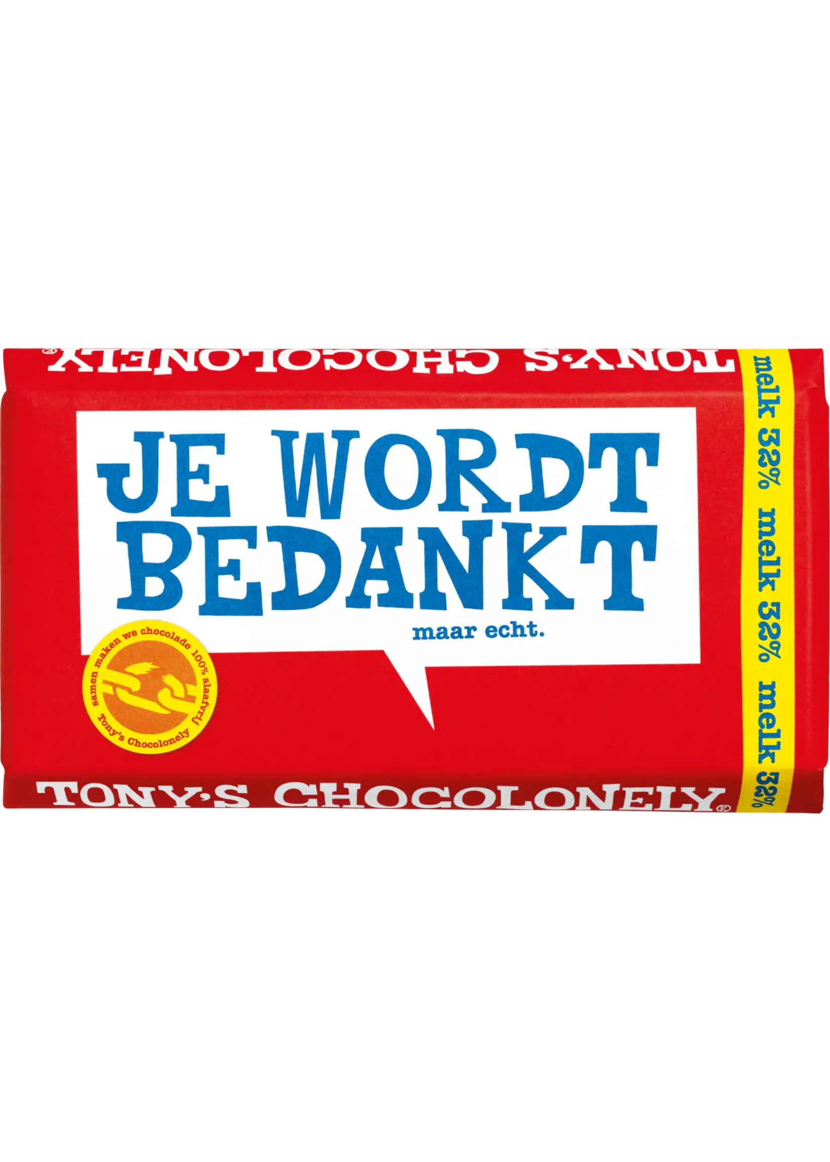 Tony's Chocolonely Nederland Tony Melk JE WORDT BEDANKT 180gr