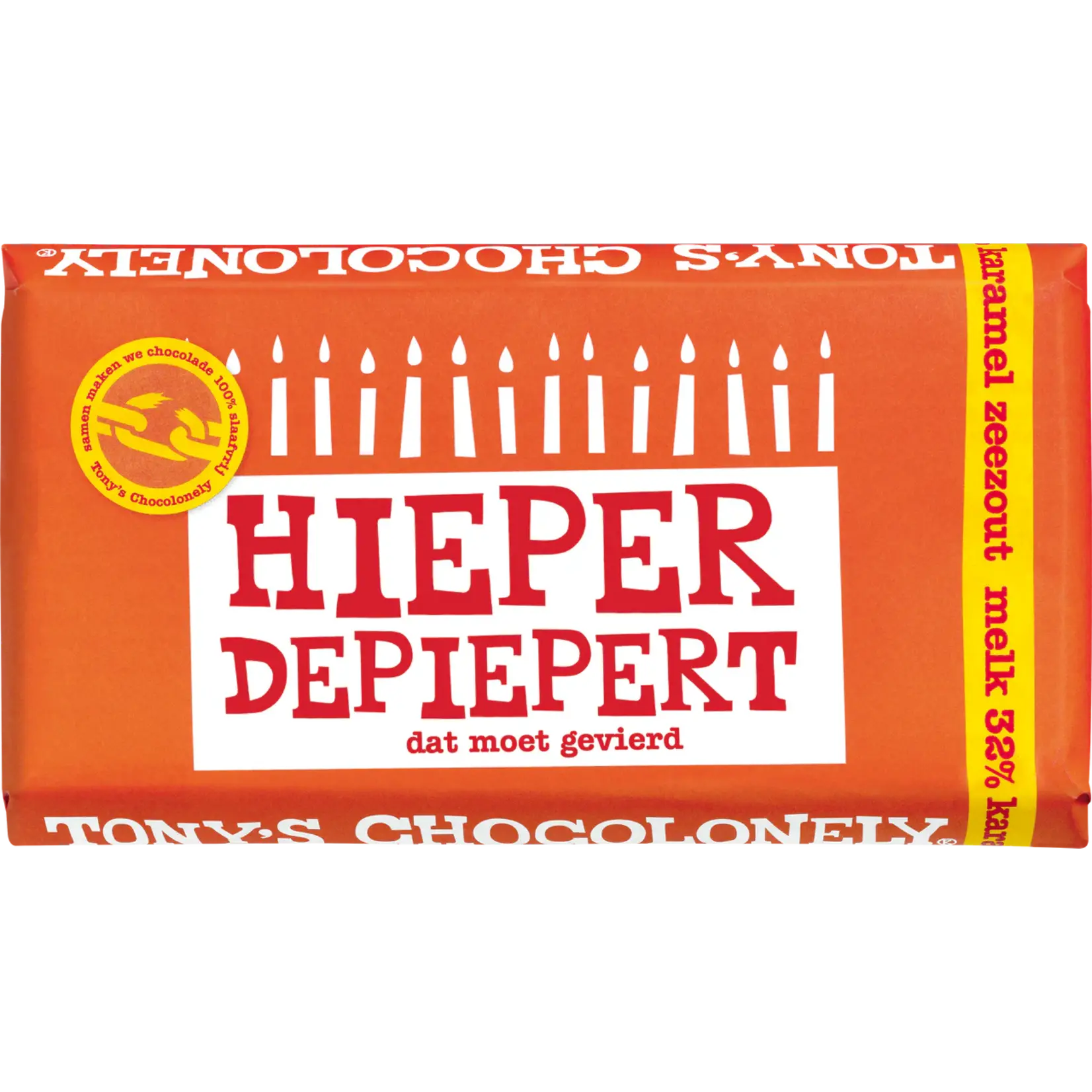 Tony's Chocolonely Nederland Tony melk HIEPERDEPIEP gefeliciteerd zeezout 180gr