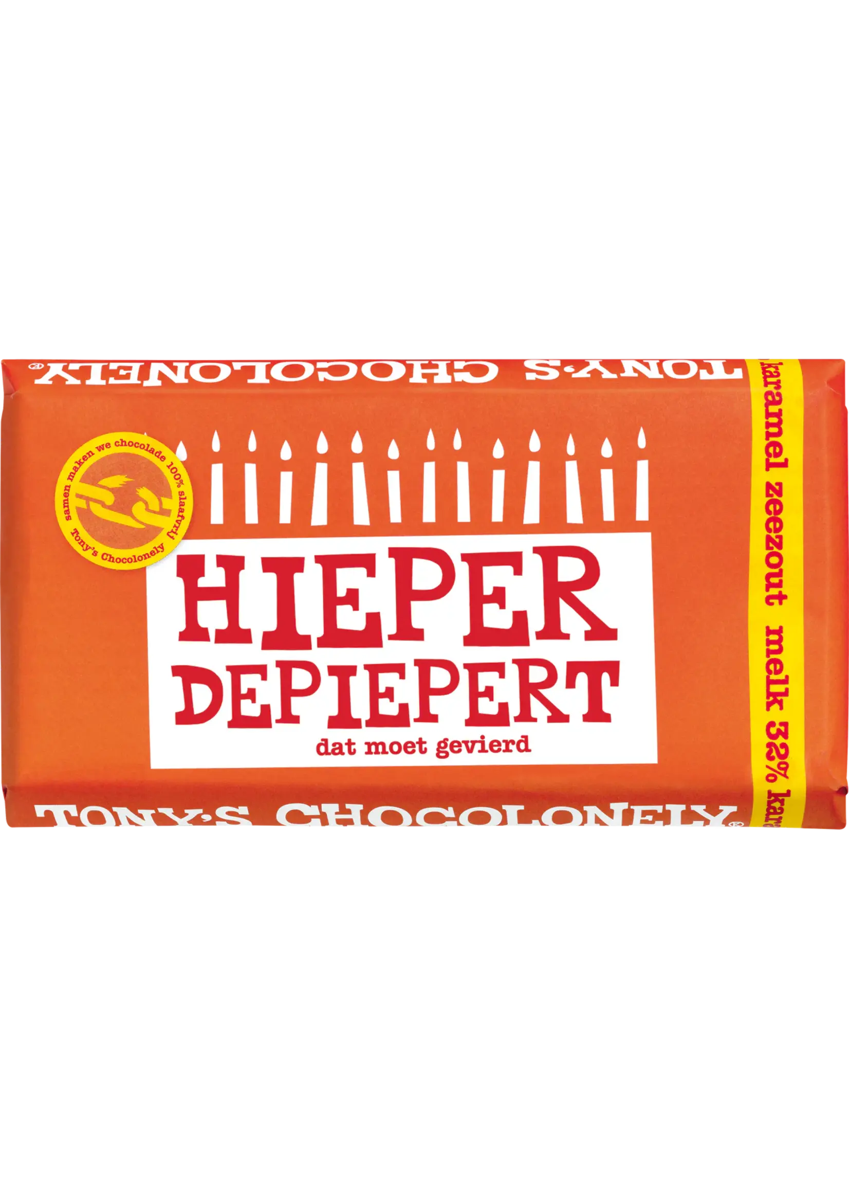 Tony's Chocolonely Nederland Tony melk HIEPERDEPIEP gefeliciteerd zeezout 180gr