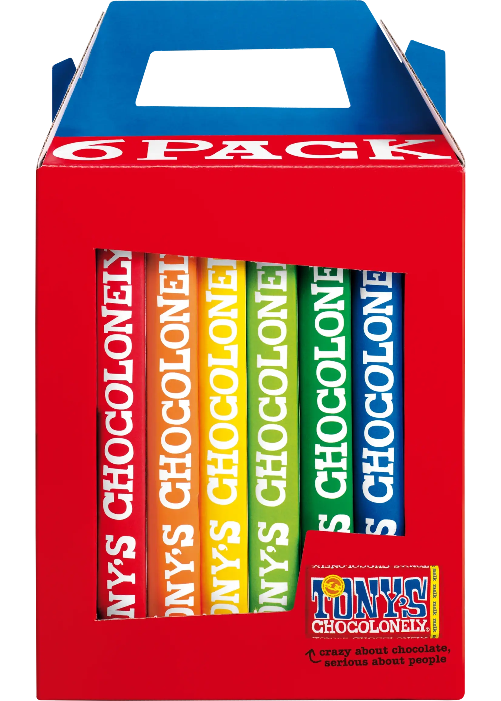 Tony's Chocolonely Nederland Tony Regenboog mixpack 6 kleine repen Proeverij