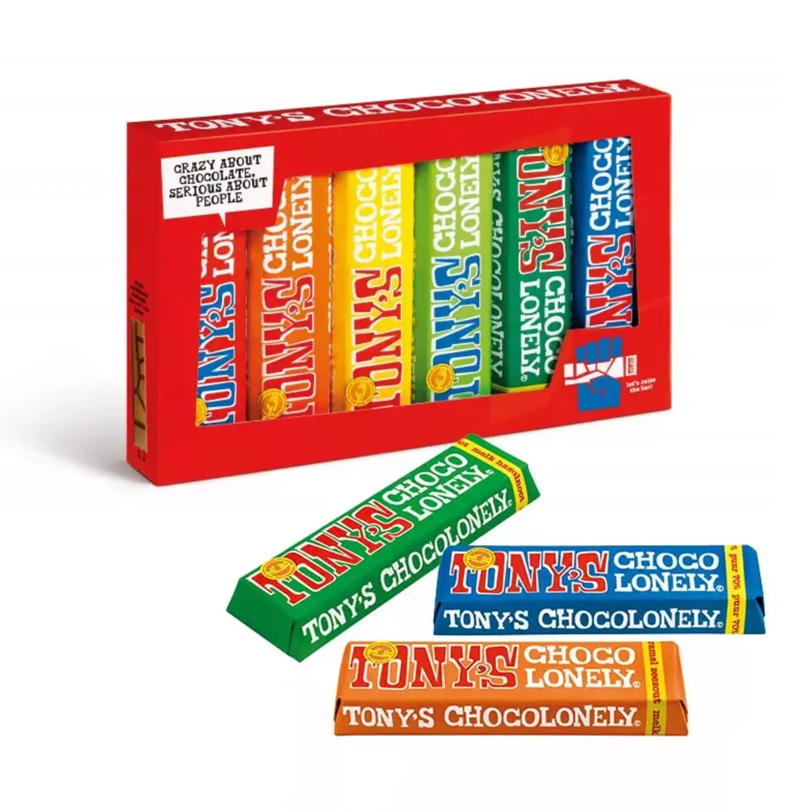 Tony's Chocolonely Nederland Tony Regenboog mixpack 6 kleine repen Proeverij