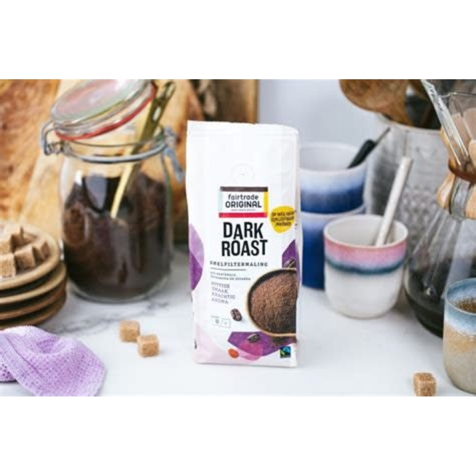 Fair Trade Original Fairtrade Original Koffie Dark Roast 8 snelfiltermaling 250 g