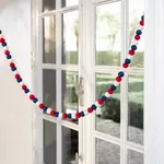 Sjaal met Verhaal Viltslinger viltballetjes Rood-wit-blauw- Nepal