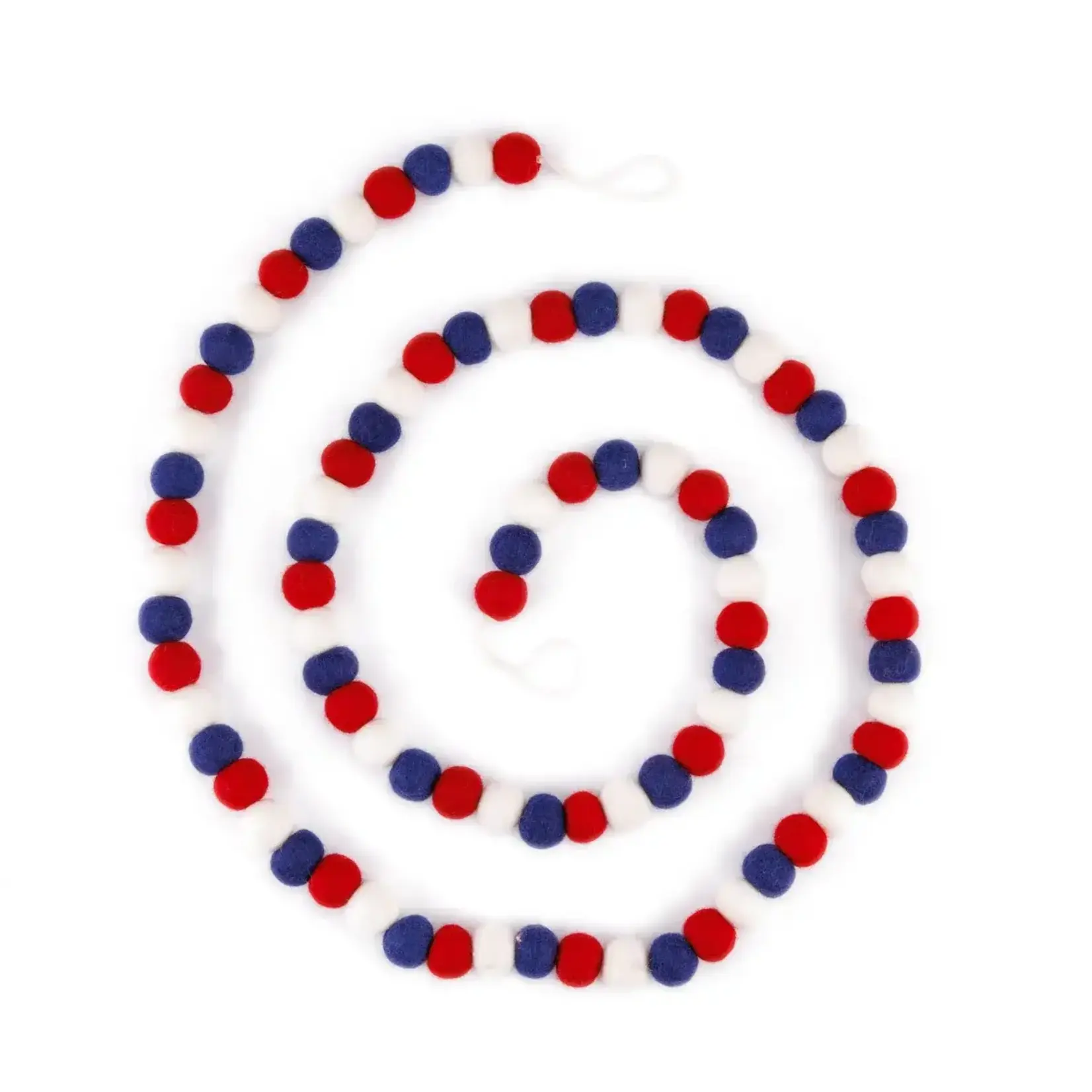 Sjaal met Verhaal Viltslinger viltballetjes Rood-wit-blauw- Nepal