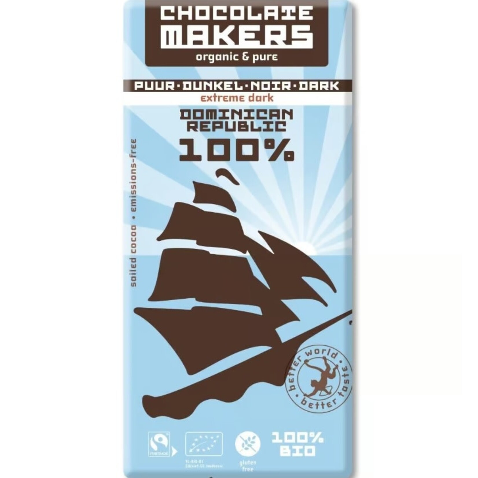 CHocolate Makers Reep Tres Hombres Org 100% choc 80 gr - Dom.republiek