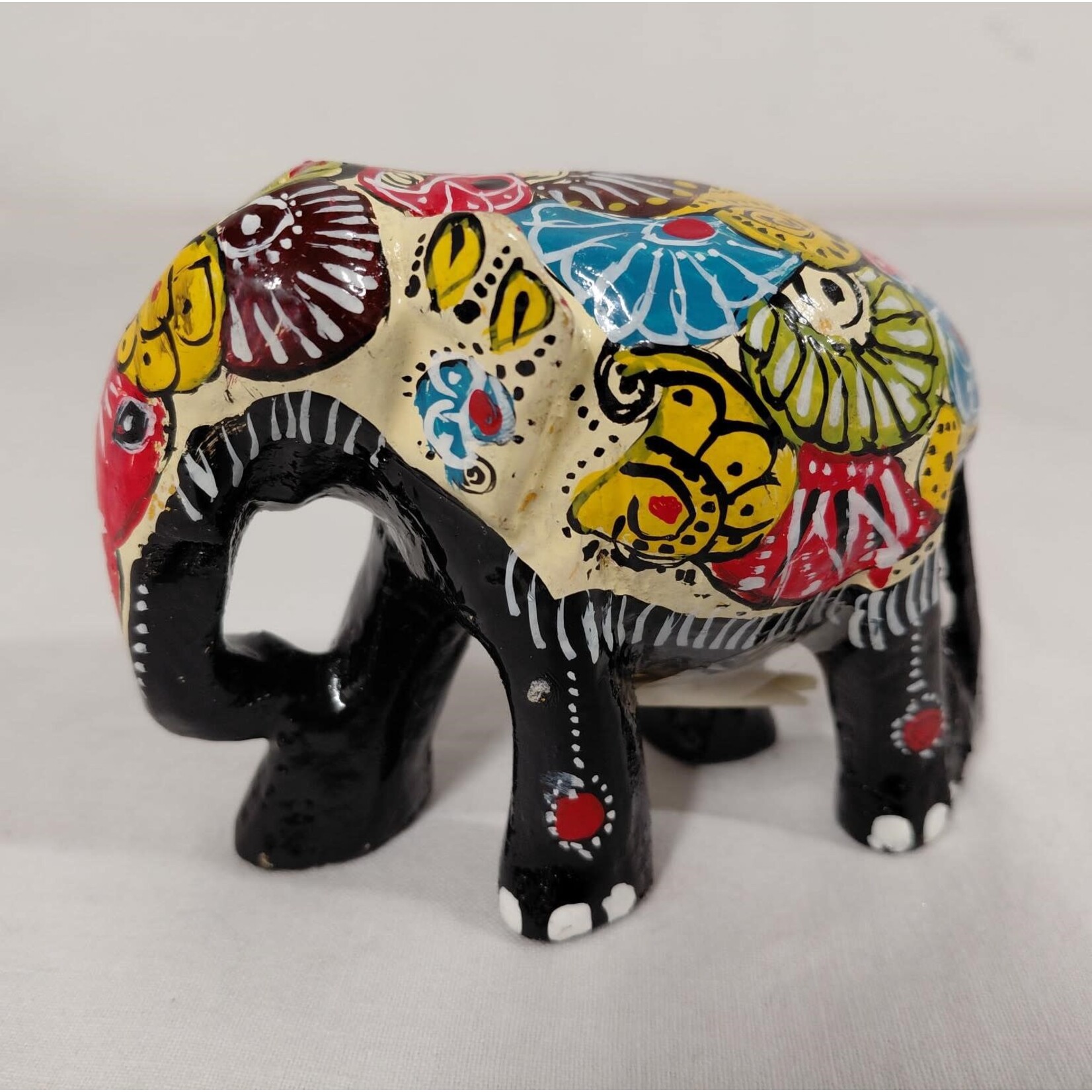 Wilma's Wereld Geluksolifant 8 cm batikpatroon - Sri Lanka
