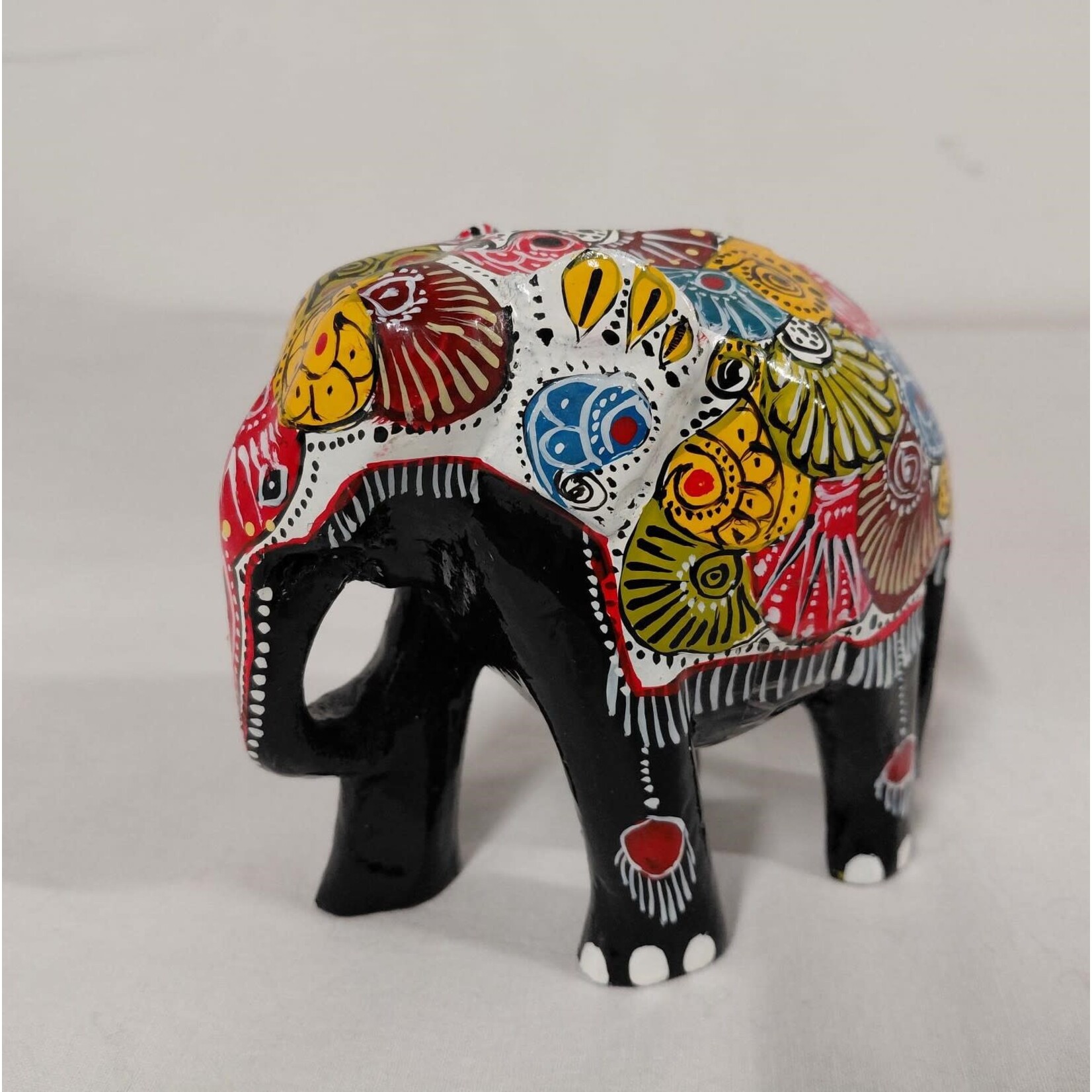 Wilma's Wereld Geluksolifant, 10 cm batikpatroon - Sri lanka