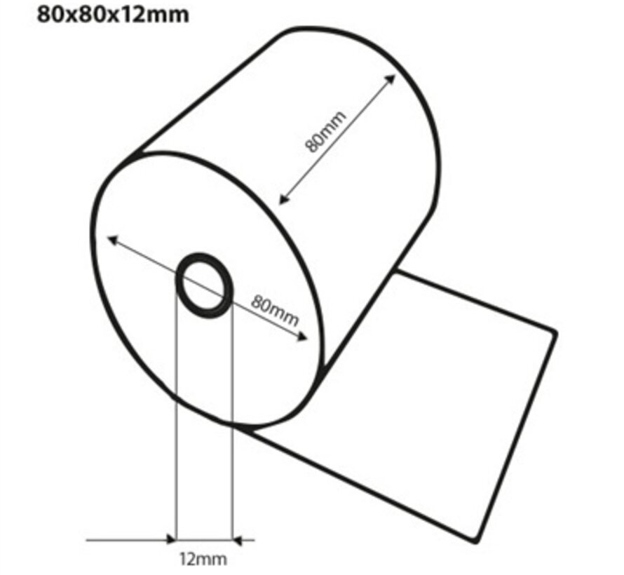 Bobine Thermique imprimés en 1 couleur - 80x80x12 mm