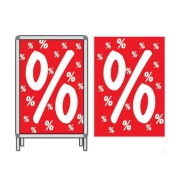 Affiche '%' rouge/blanc