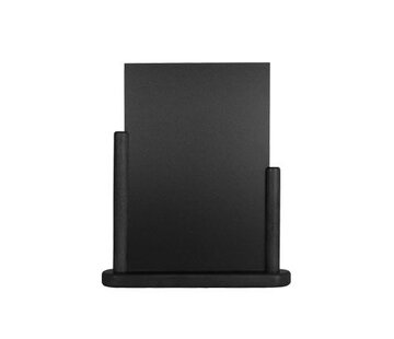 Porte-menu de table cadre bois coloris craie  A6 - noir