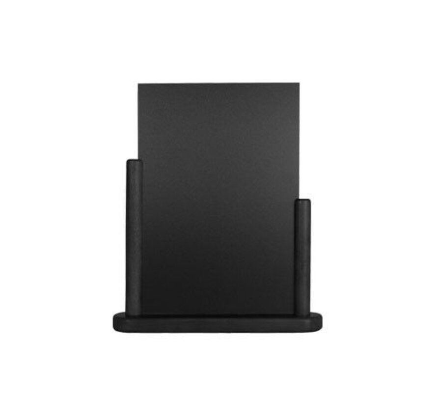 Porte-menu de table cadre bois coloris craie  A6 - noir