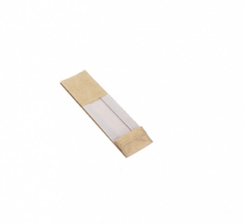 PP blokbodemzakken met venster 70 + 40 x 220 mm PAPERLOOK