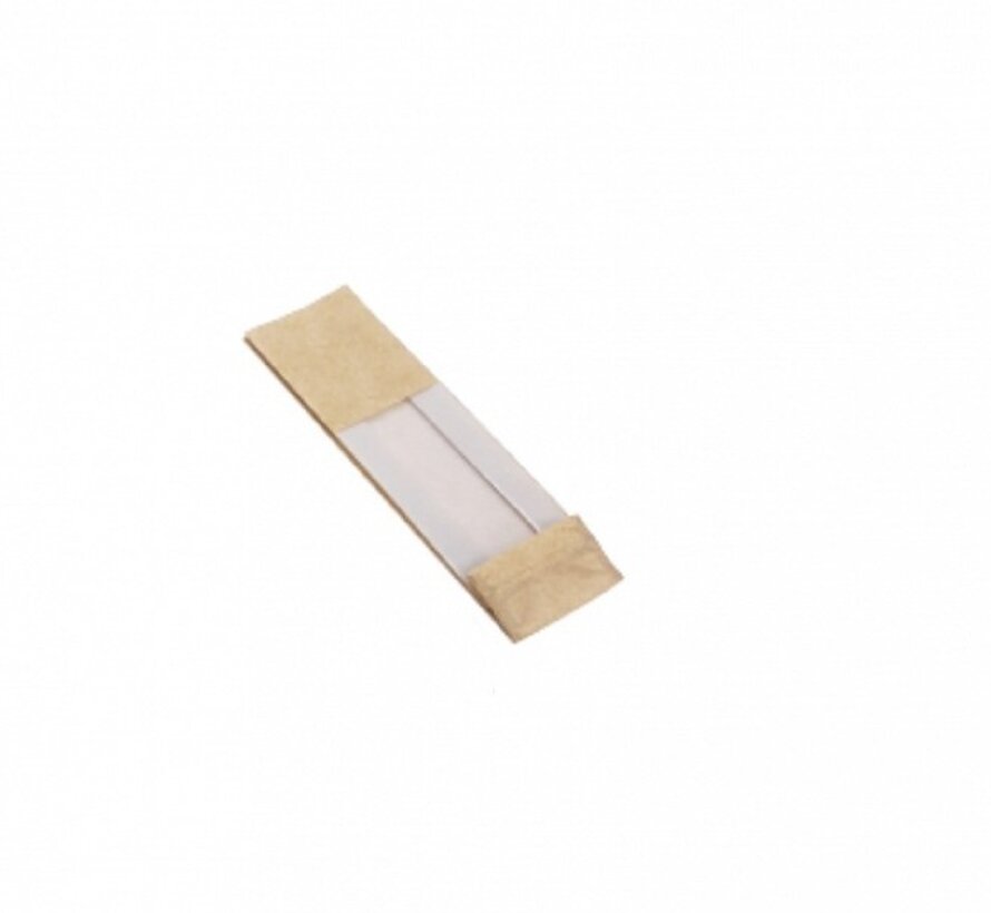 PP blokbodemzakken met venster 70 + 40 x 220 mm PAPERLOOK