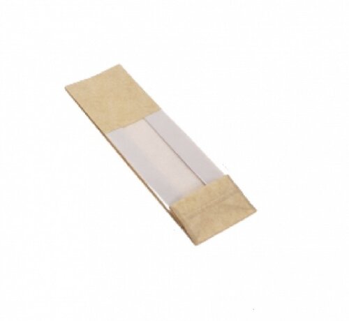 PP blokbodemzakken met venster 80 + 50 x 250 mm PAPERLOOK