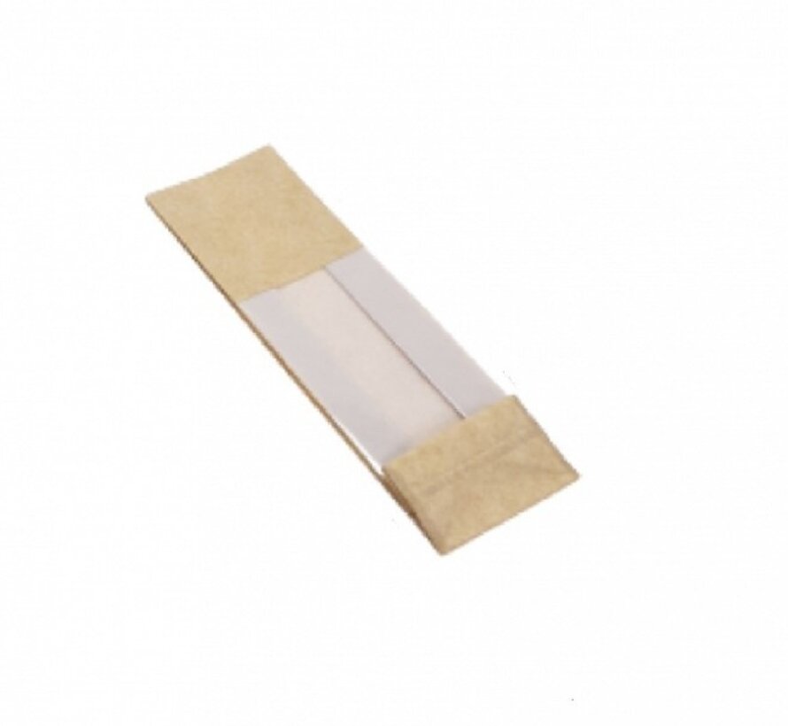 PP blokbodemzakken met venster 80 + 50 x 250 mm PAPERLOOK