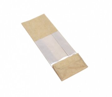 PP blokbodemzakken met venster 100 + 60 x 280 mm PAPERLOOK