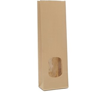 Papieren blokbodemzakken met venster 130 + 70 x 360 mm