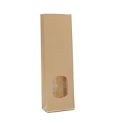 Papieren blokbodemzakken met venster 70 + 40 x 205 mm