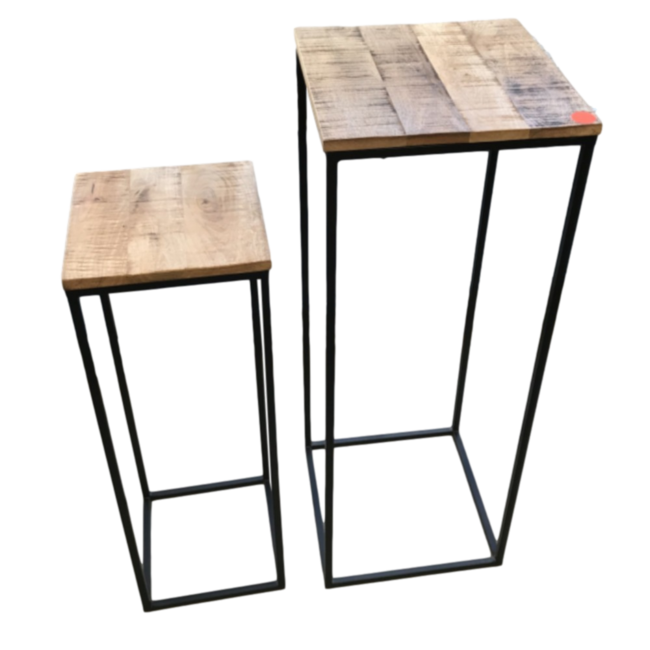 Benoa Iron & Wood Side Table (Set of 2)