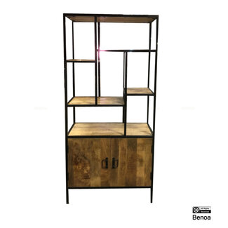 Benoa Iron & Wooden 2 Door Bookshelf 85