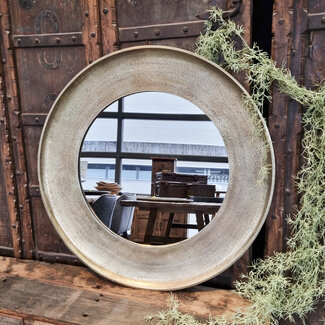 Benoa Small Brass Antique Round Mirror