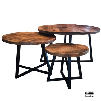 Benoa Iron Round Coffee Table (Set of 3)