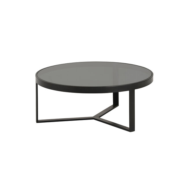 Brooz Lazio salontafel Ø75 cm – glas met zwart metalen frame