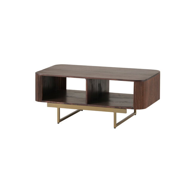 - Salontafel met 2 open vakken, Mango Warm Walnut