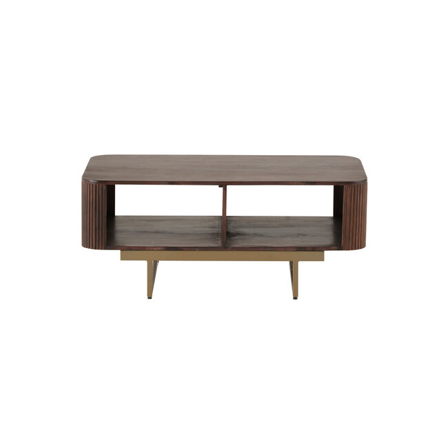 - Salontafel met 2 open vakken, Mango Warm Walnut