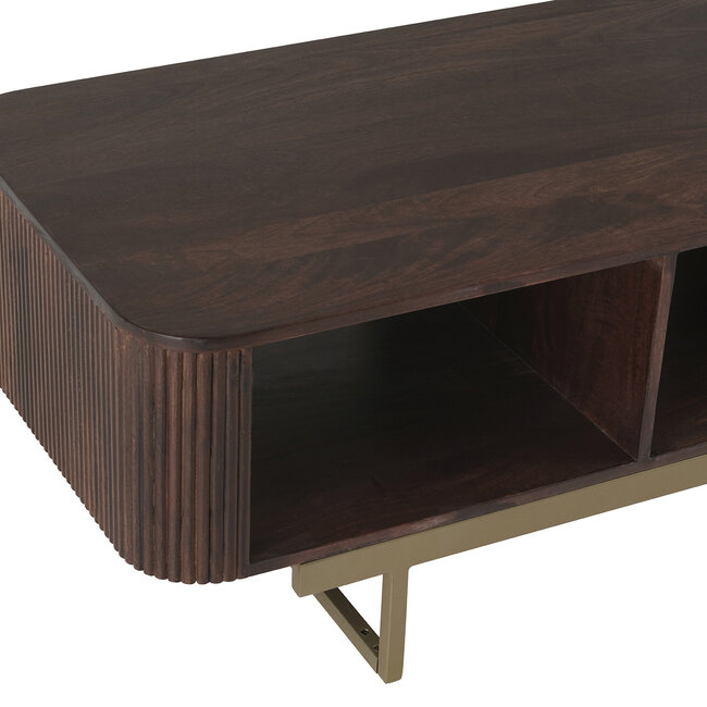 - Salontafel met 2 open vakken, Mango Warm Walnut