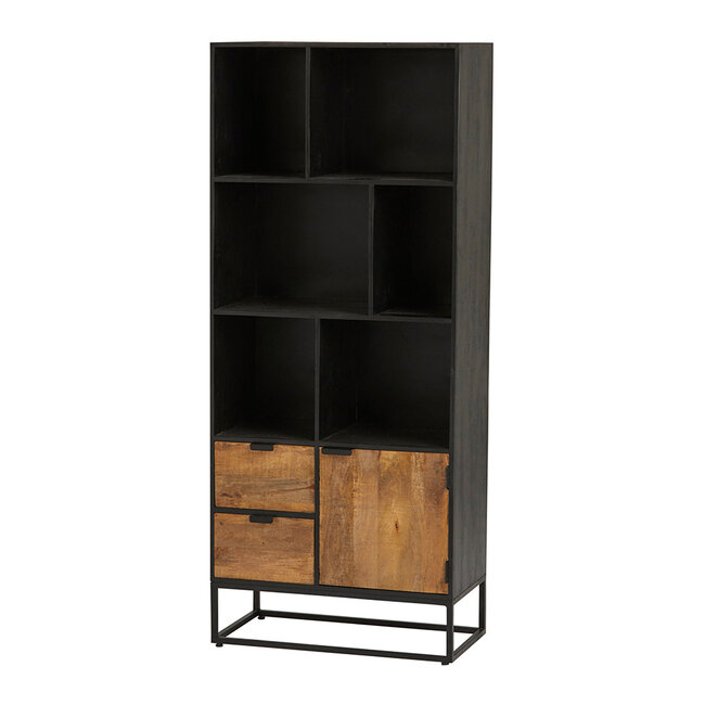 - Boekenkast 190 met 2 lades, 1 deur en 6 vakken
