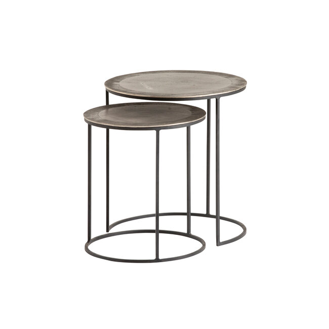 Brooz Sochi bijzettafel set van 2 nickel antique