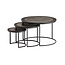 Brooz Siena Salontafel Set van 3 Zwart – Luxe Ronde Nesttafels met Metalen Onderstel