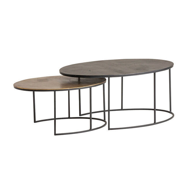 Brooz Monza salontafel set van 2, Blackish bronze and Brass antique