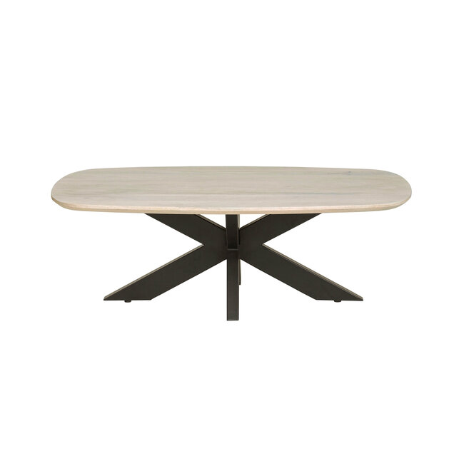 Brooz Akagi Salontafel Deens Ovaal 120 cm Ashblond – Design Salontafel met Spinpoot Onderstel