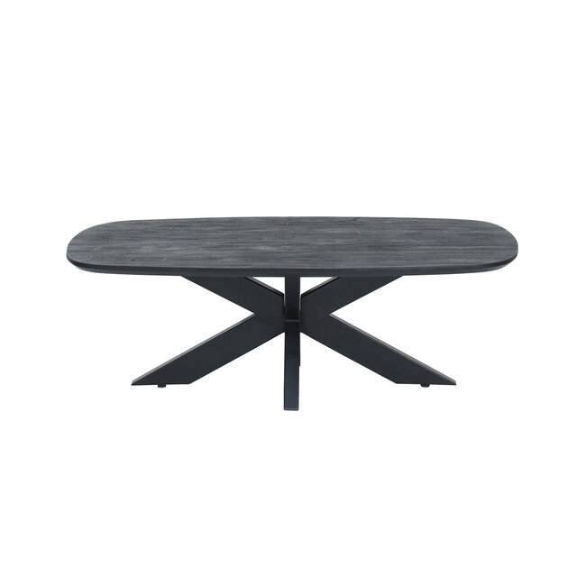 Brooz Akagi Salontafel Deens Ovaal 120 cm Zwart – Design Salontafel met Spinpoot Onderstel