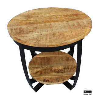 Benoa Iron Paras Sidetable Wooden Top 60